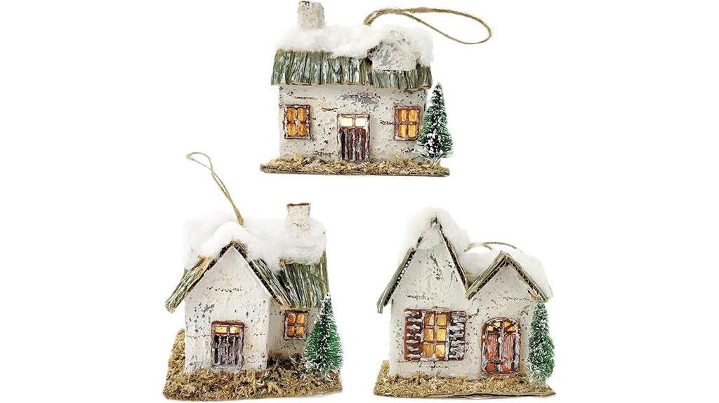 snow village led ornament set