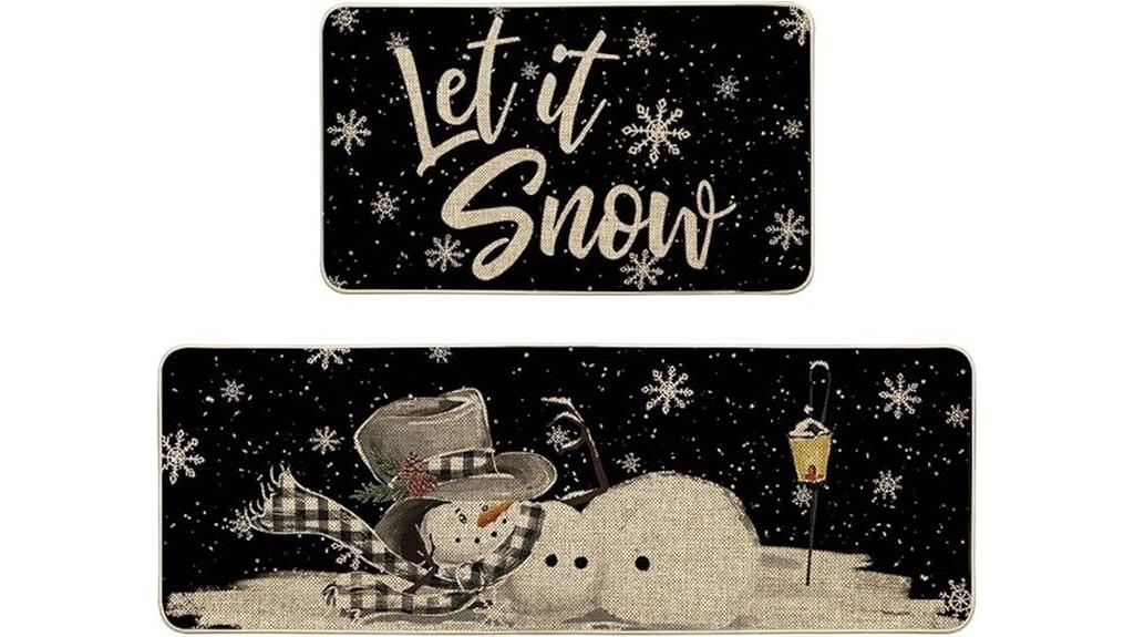 snowflake snowman kitchen mats