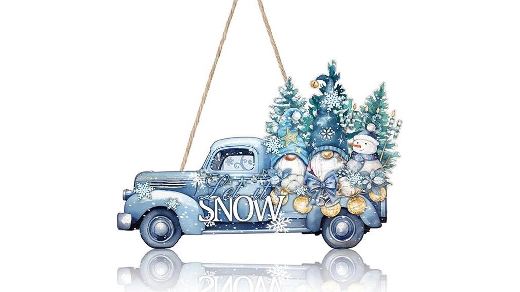 snowy truck sign wreath