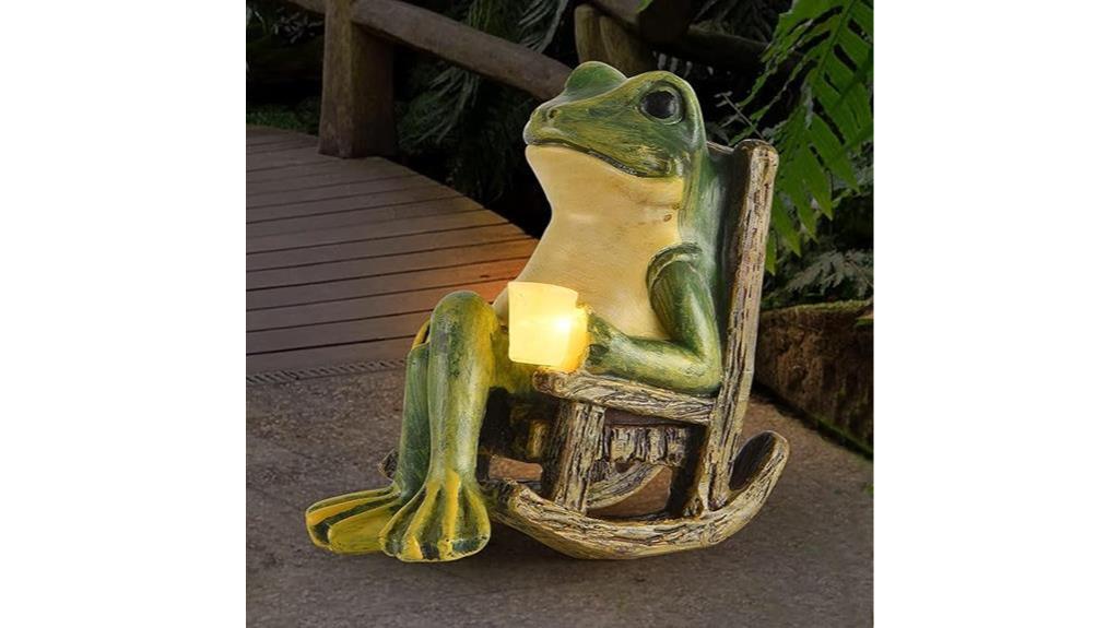 solar frog garden decor