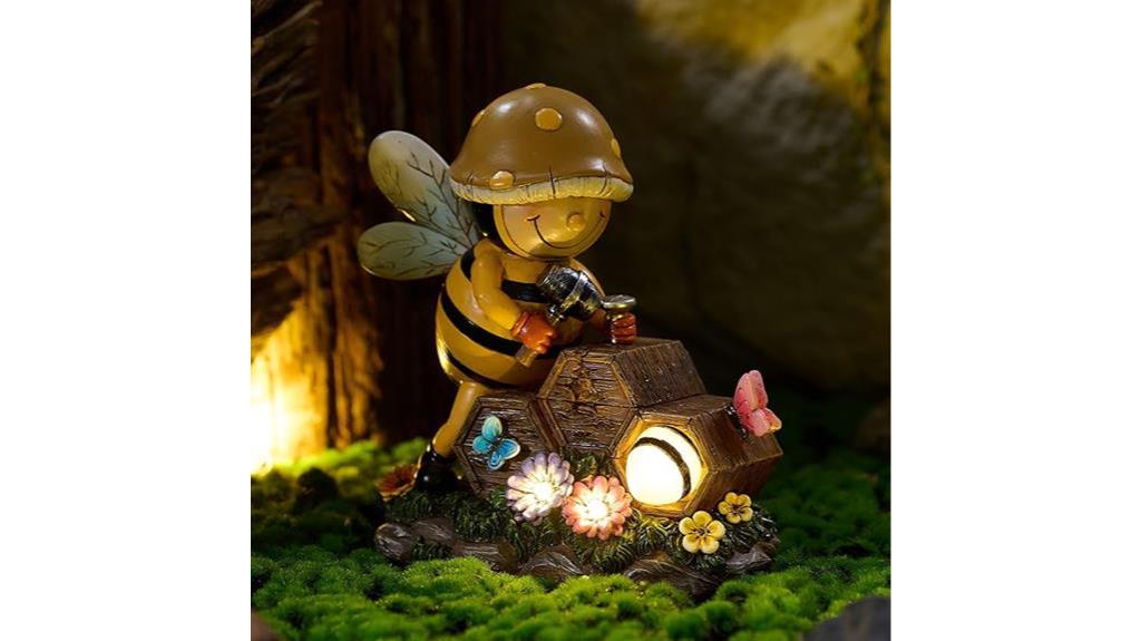 solar garden bee statues