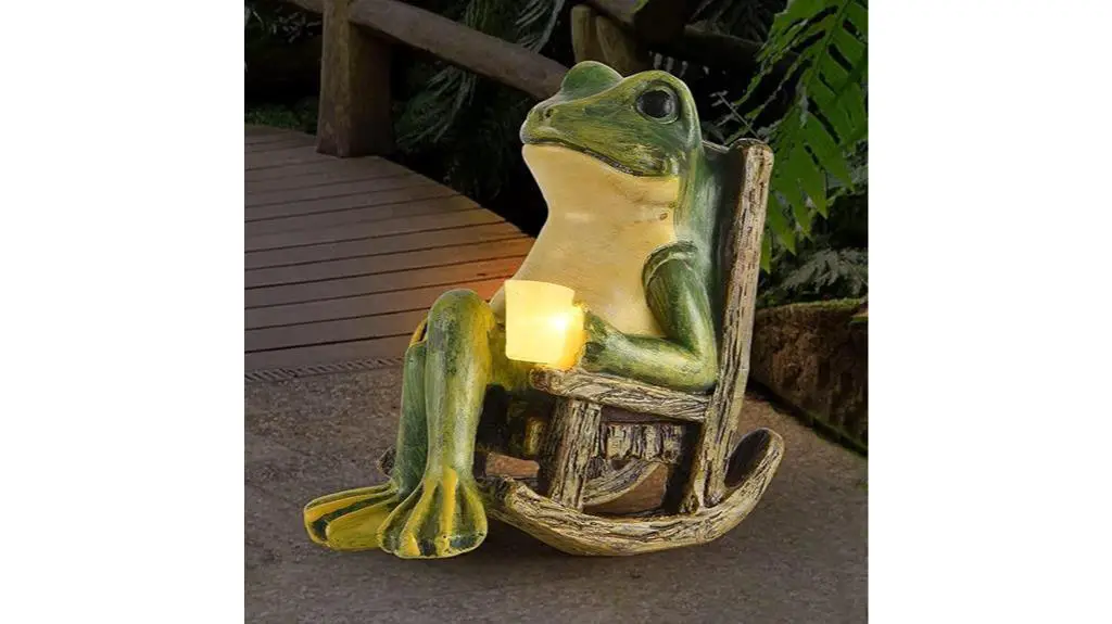 solar lit frog garden statue