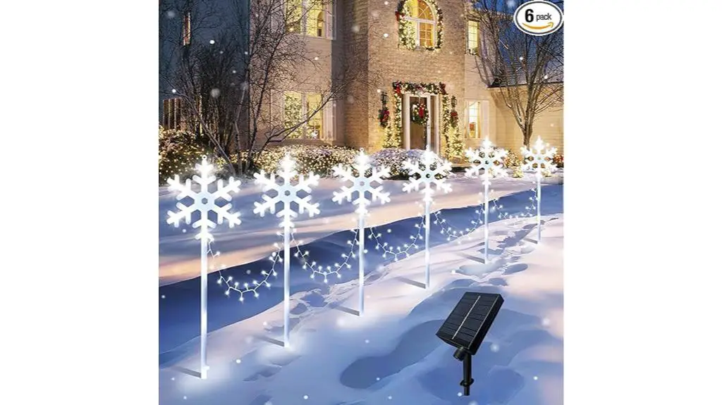 solar snowflake pathway lights