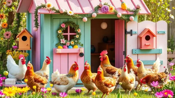 spring chicken coop decor