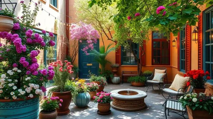 spring courtyard garden decor ideas