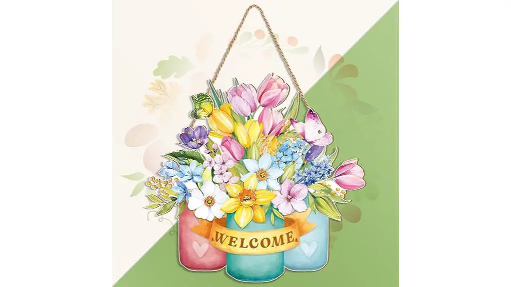 spring flower welcome sign