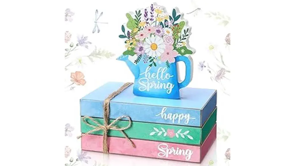 spring themed tiered tray decor