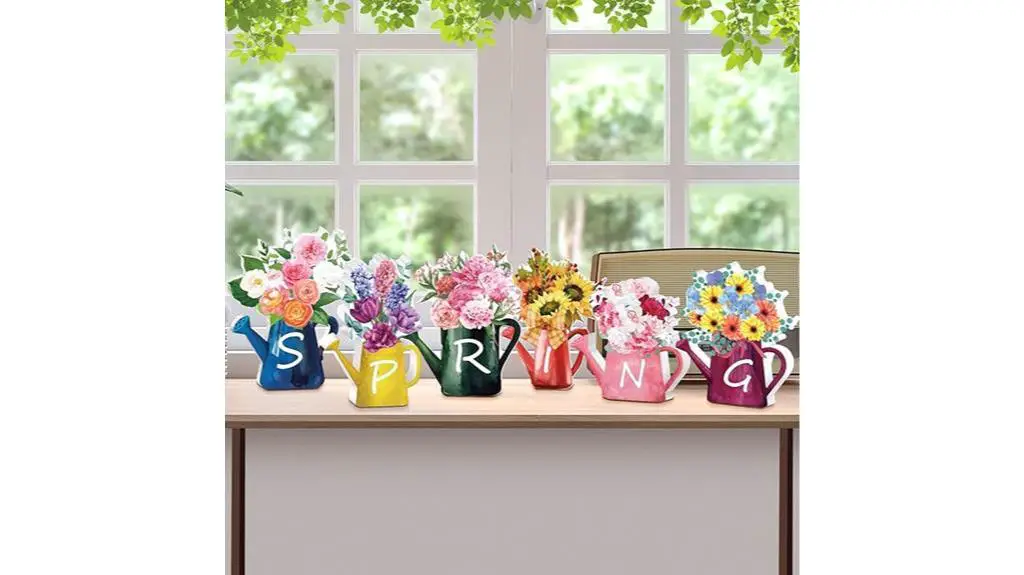 spring themed wooden block decor