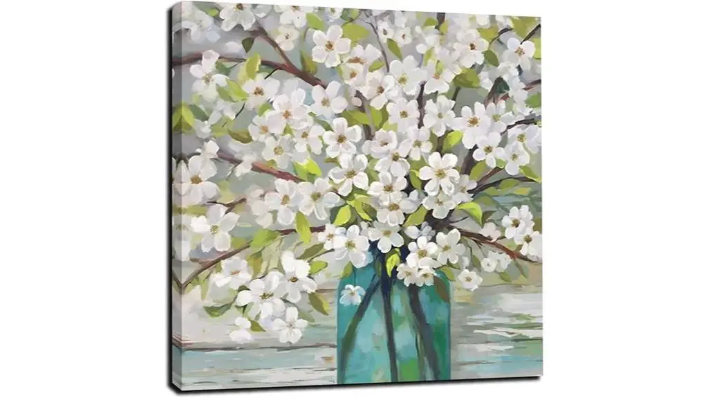 spring white flowers canvas