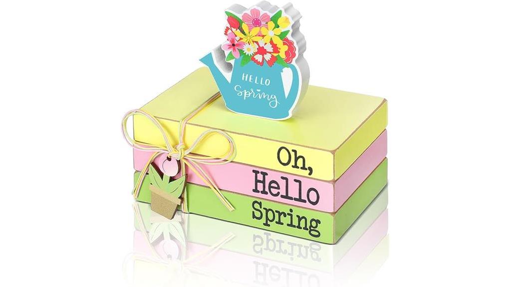 spring wood book decor