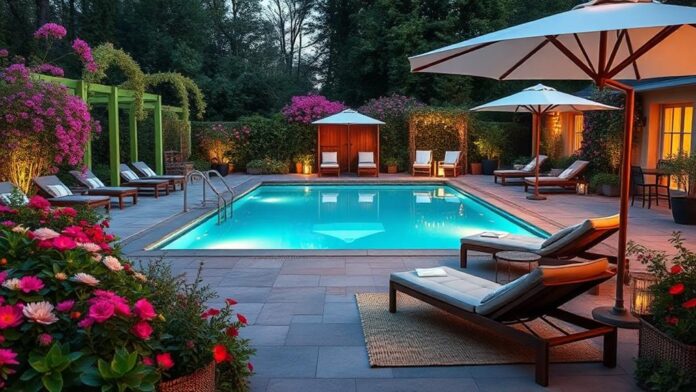 stylish spring pool decor