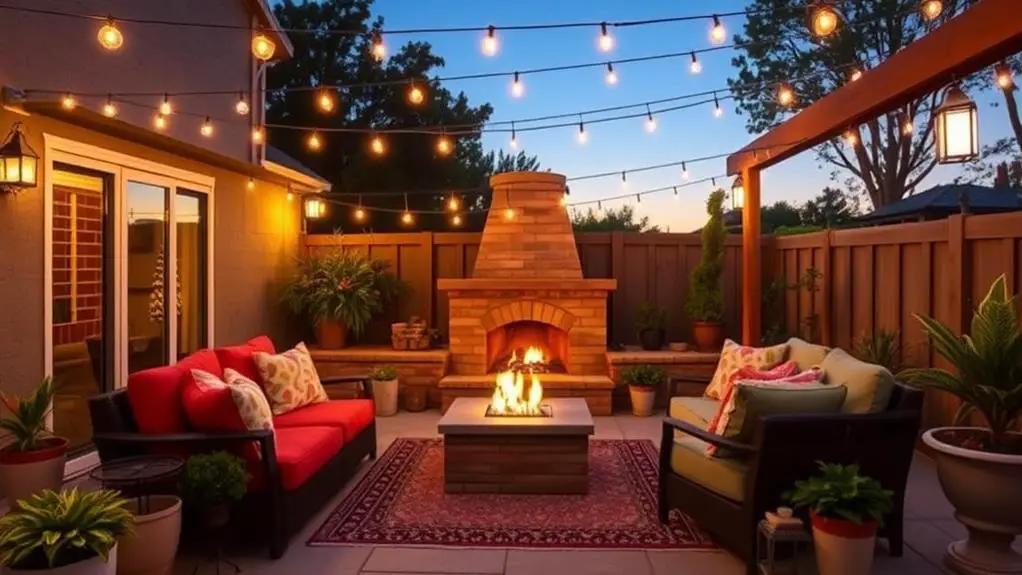 summer outdoor fireplace decor