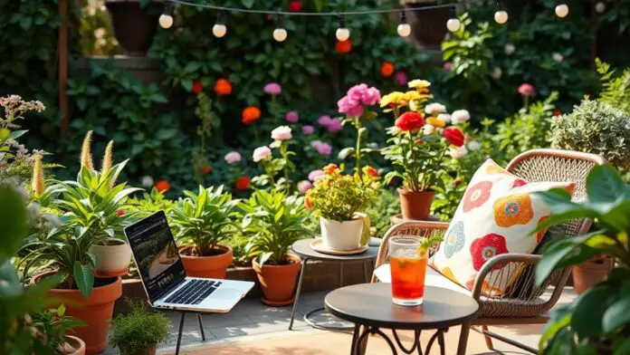 summer outdoor workspace decor