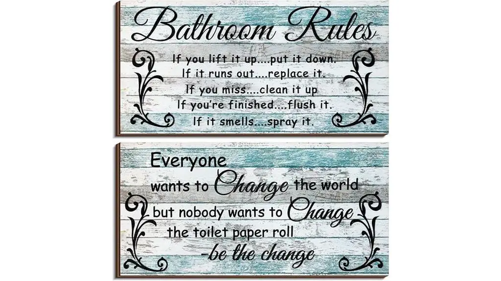 teal bathroom sign set