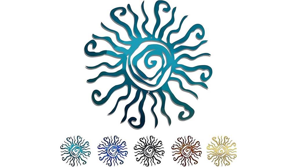 teal wacky sun wall art