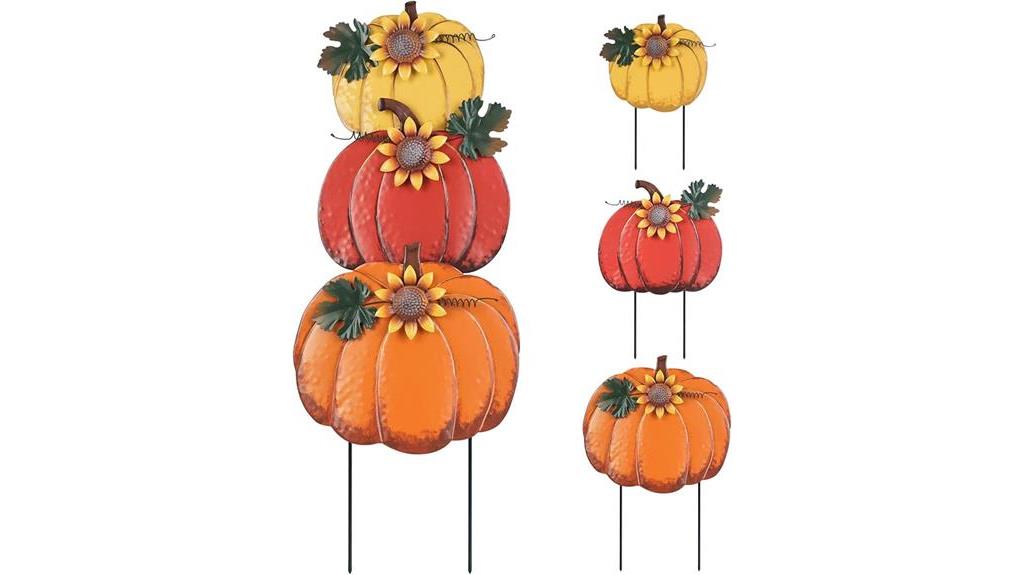 three pumpkins garden stakes