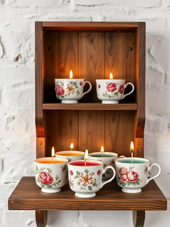 transform teacups into candle holders