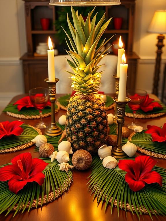 tropical palm table decor