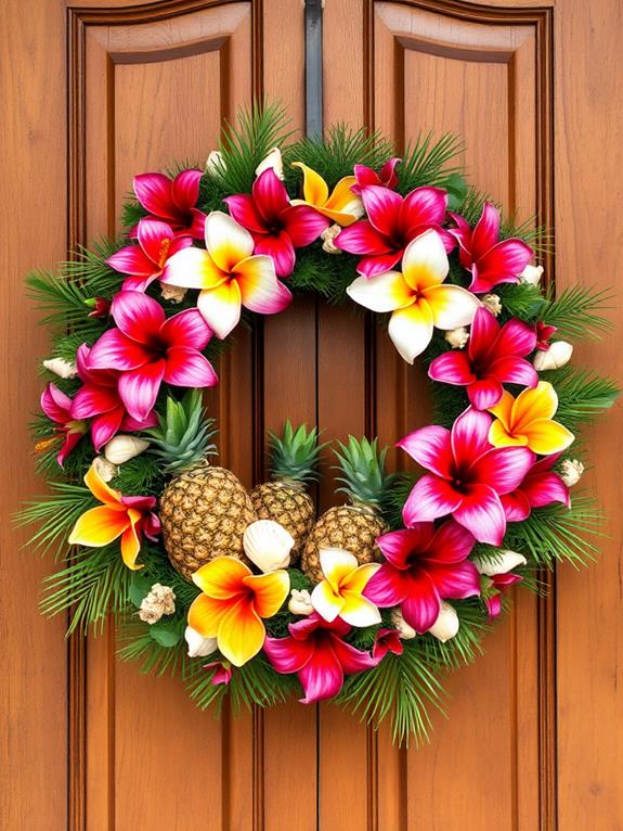 tropical themed wreath transformation