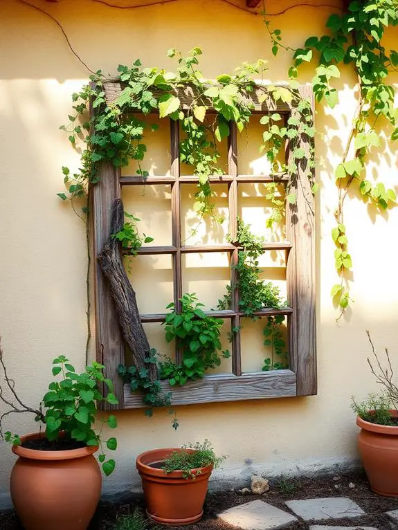 upcycled window frame trellis