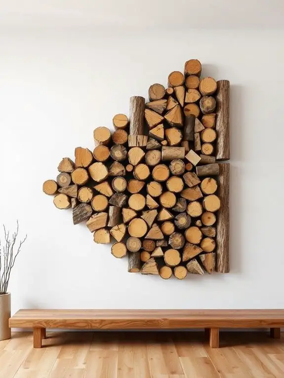 vertical timber wall decor