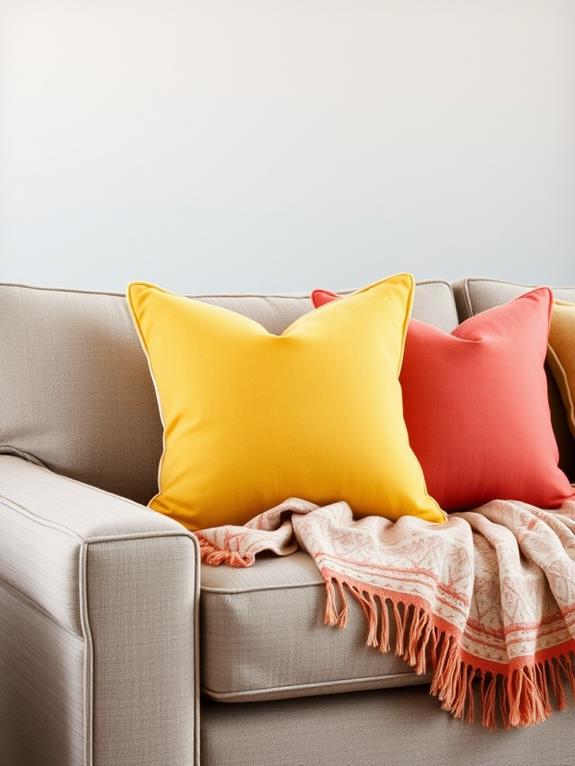 vibrant cushions and throws