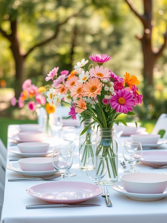 vibrant floral table arrangements