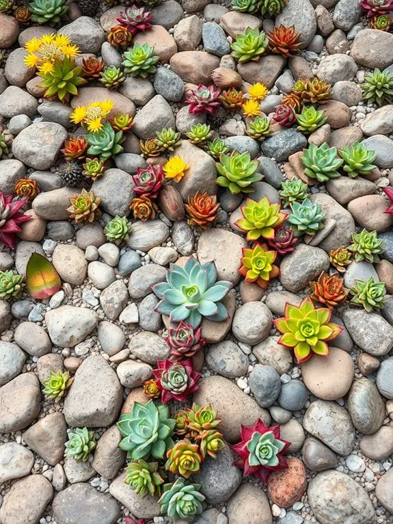 vibrant succulent rock art