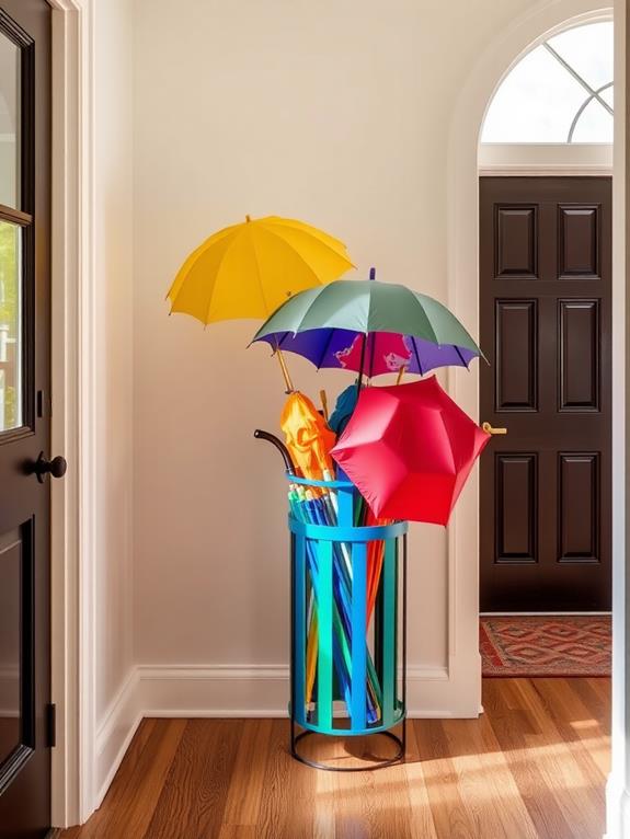 vibrant umbrella display stands