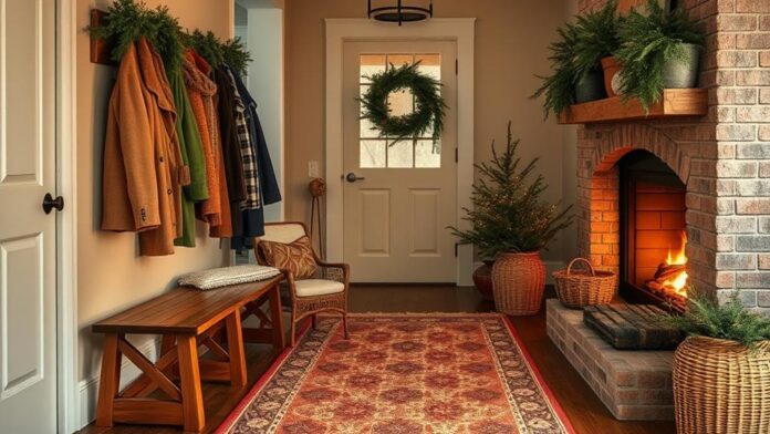 warm winter foyer decor