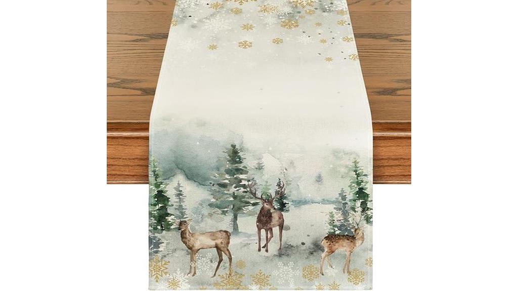 watercolor deer christmas runner