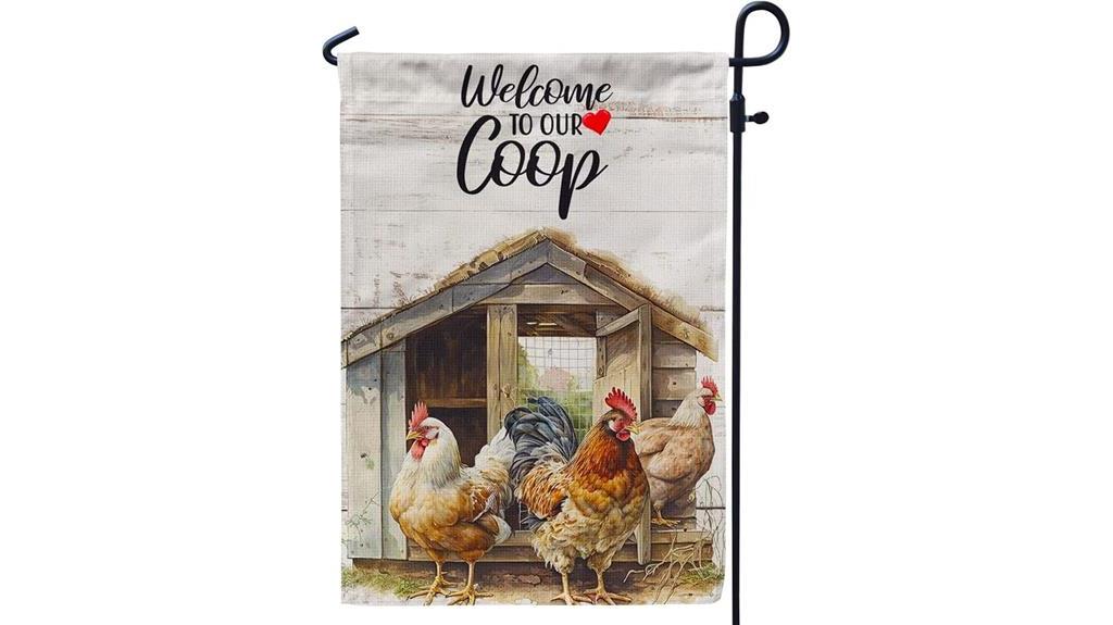 welcome rooster garden flag