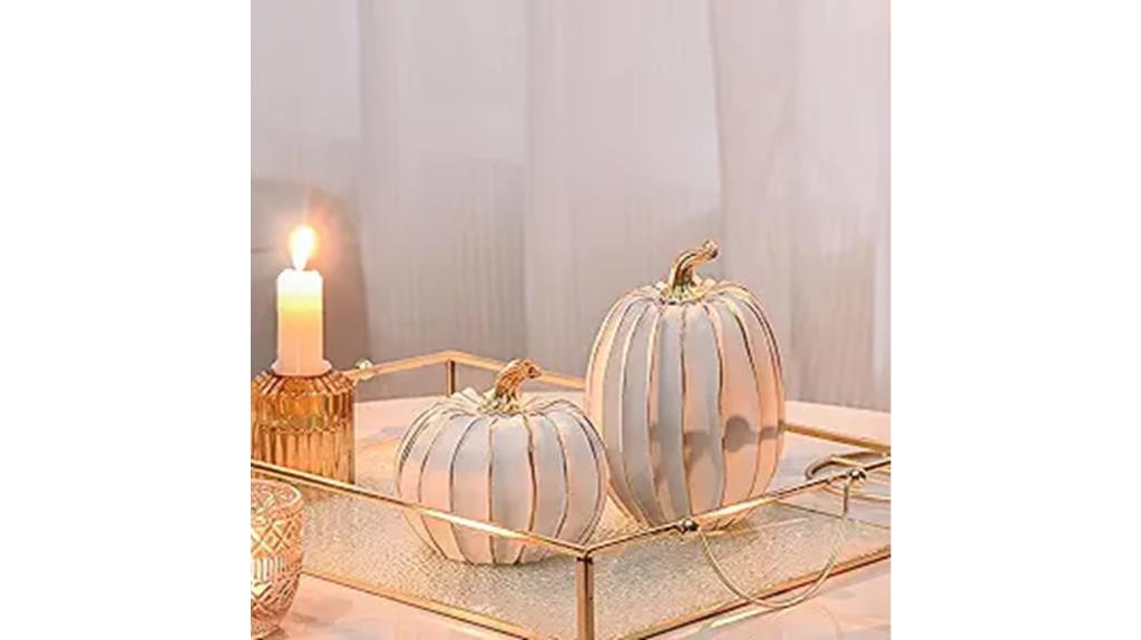 white gold pumpkin figurines