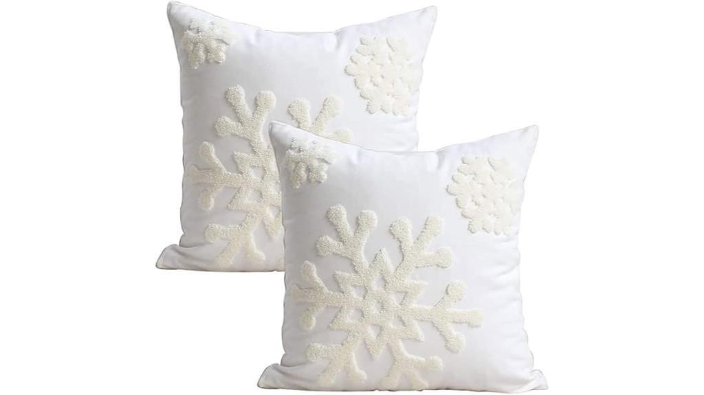 white snowflake throw pillow