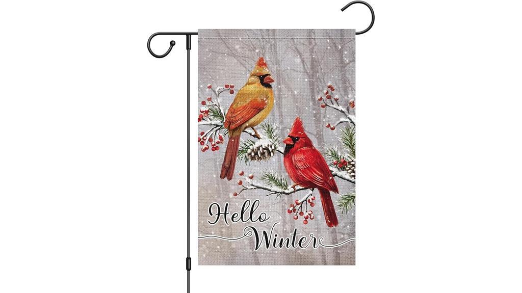 winter cardinals garden flag