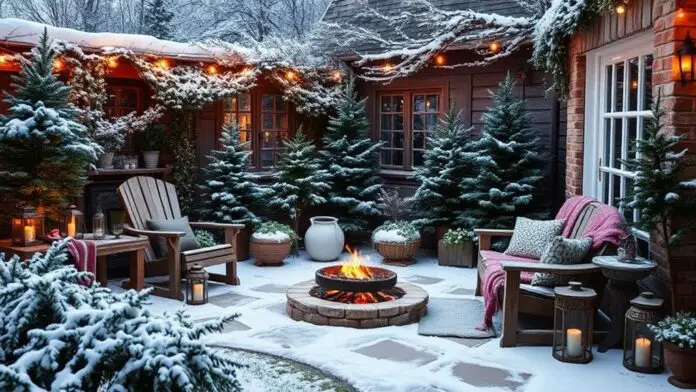 winter courtyard garden decor ideas