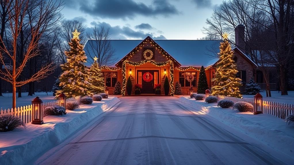 winter drive up entrance decor