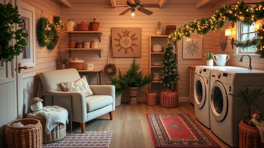 winter laundry room decor