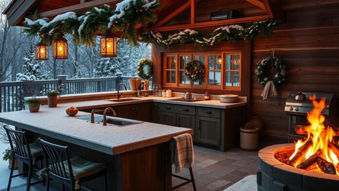 winter outdoor kitchen decor