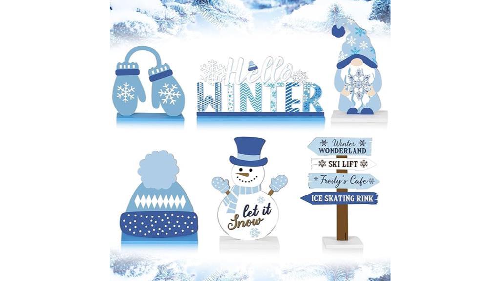 winter themed tabletop wooden signs