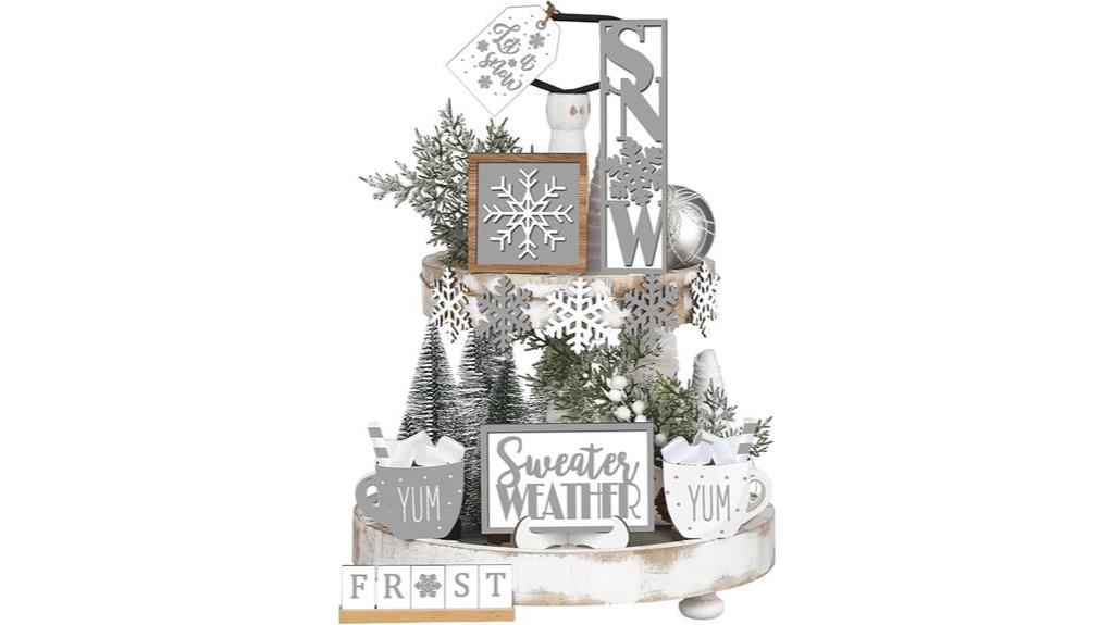 winter themed wooden decor signs