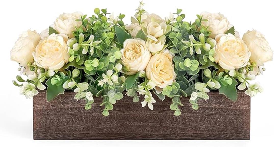 wood tray floral centerpiece