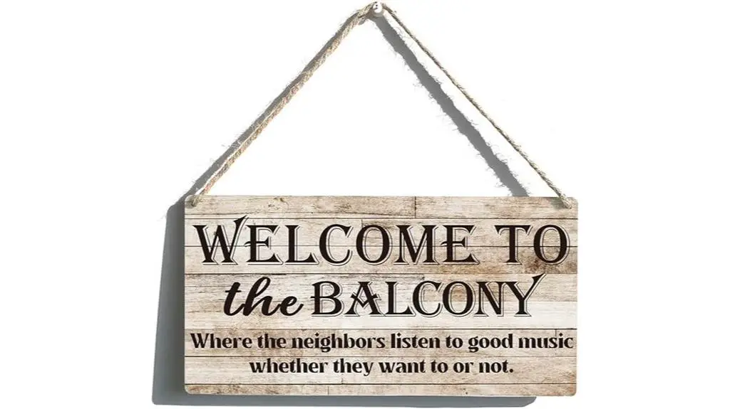 wooden balcony hanging sign