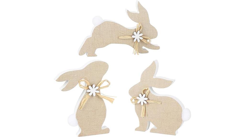 wooden bunny decor set