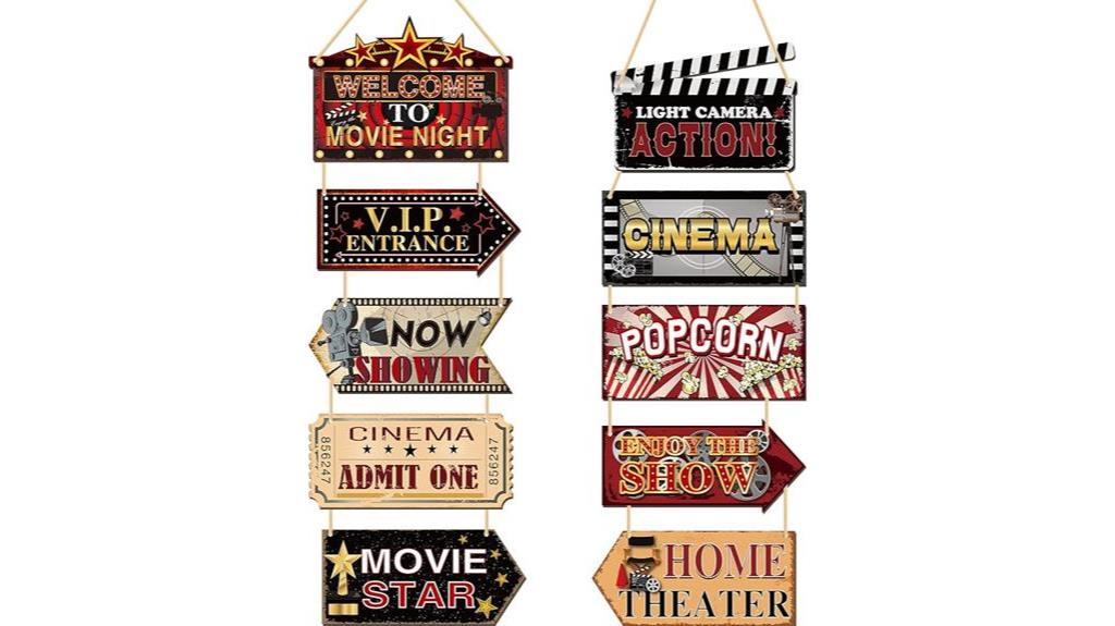 wooden movie decor signs