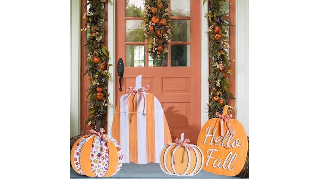 wooden pumpkins fall decor