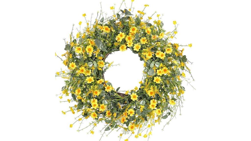 yellow daisy wreath decor